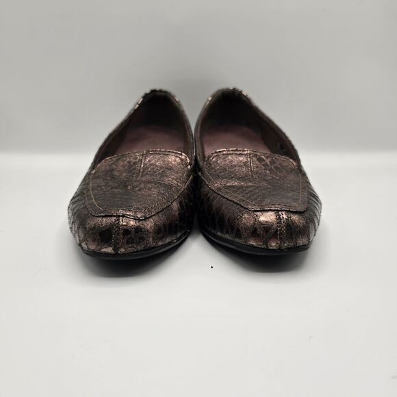 Clarks Everyday Active Air bronze snakeskin leather loafer womans size 8W - Picture 5 of 13